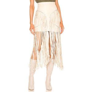 Elegant Cream Fringe Skirt